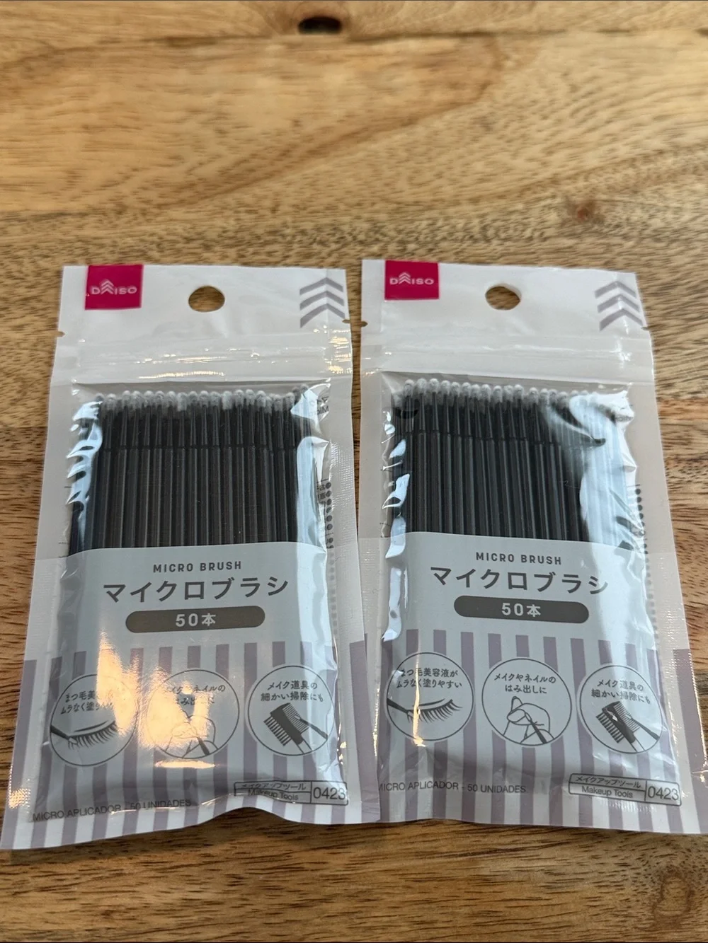 Daiso Black Micro Brush Applicators - Pack of 2 (50 Count Each)